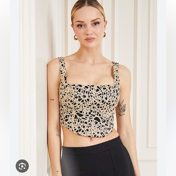New Guess Marciano Selena Embellished Gold Bustier Corset 8 M - Picture 3 of 6